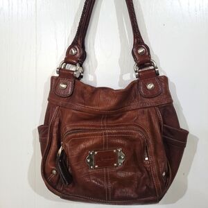 B. Makowsky Reptile Embosed Leather Shoulder Bag Purse